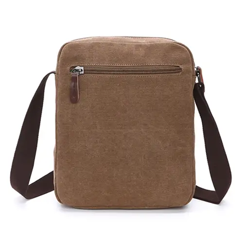 Compact Canvas Messenger Bag with Multiple Compartments and Adjustable Strap